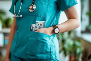 medical professional pocketing cash