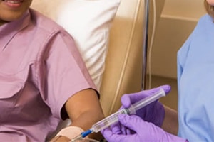 patient receiving a needle