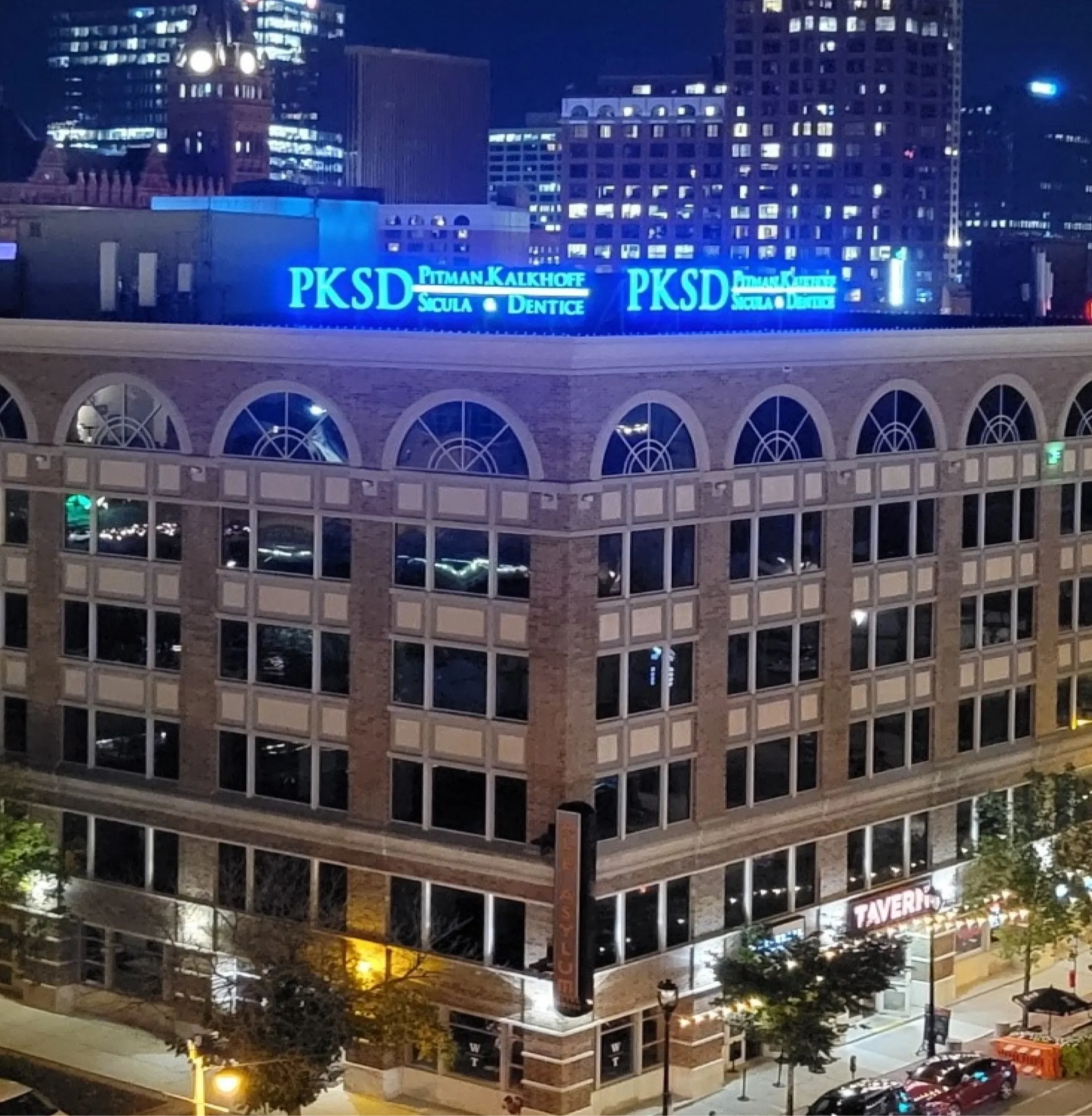 PKSD building with lights