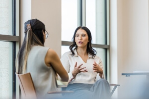 image of a woman interviewing with a potential candidate